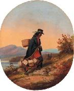 Cornelius Krieghoff Indian Basket Seller in Autumn Landscape Spain oil painting artist
